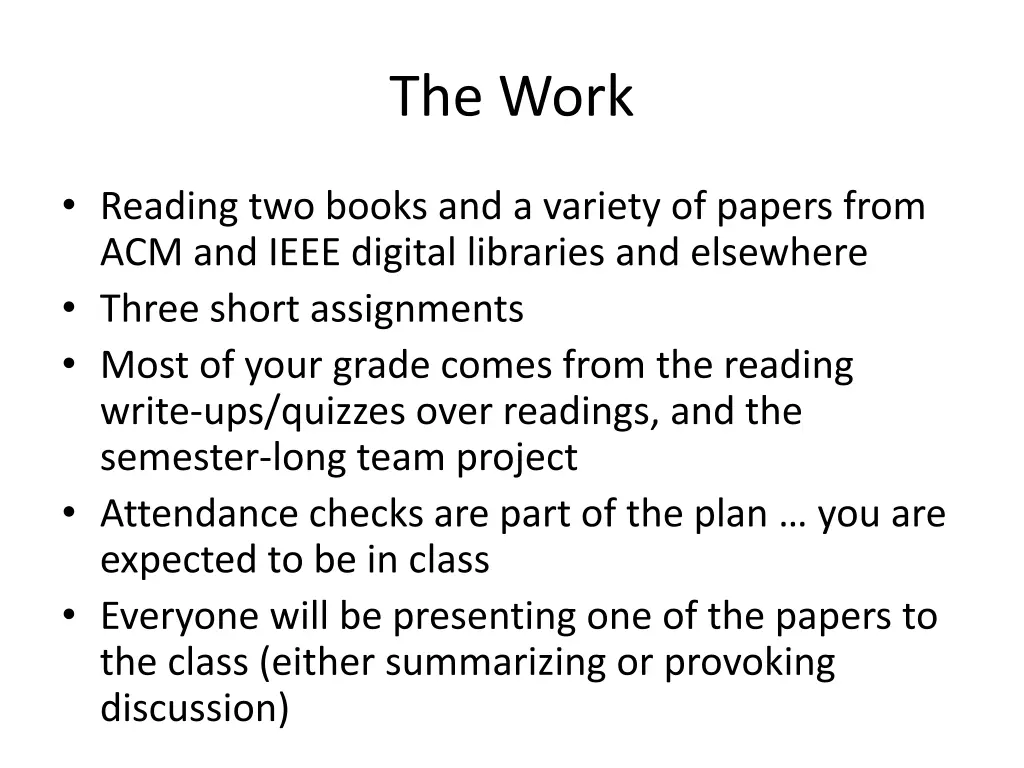 the work