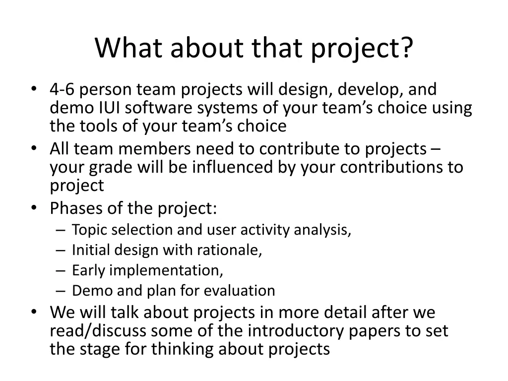 what about that project