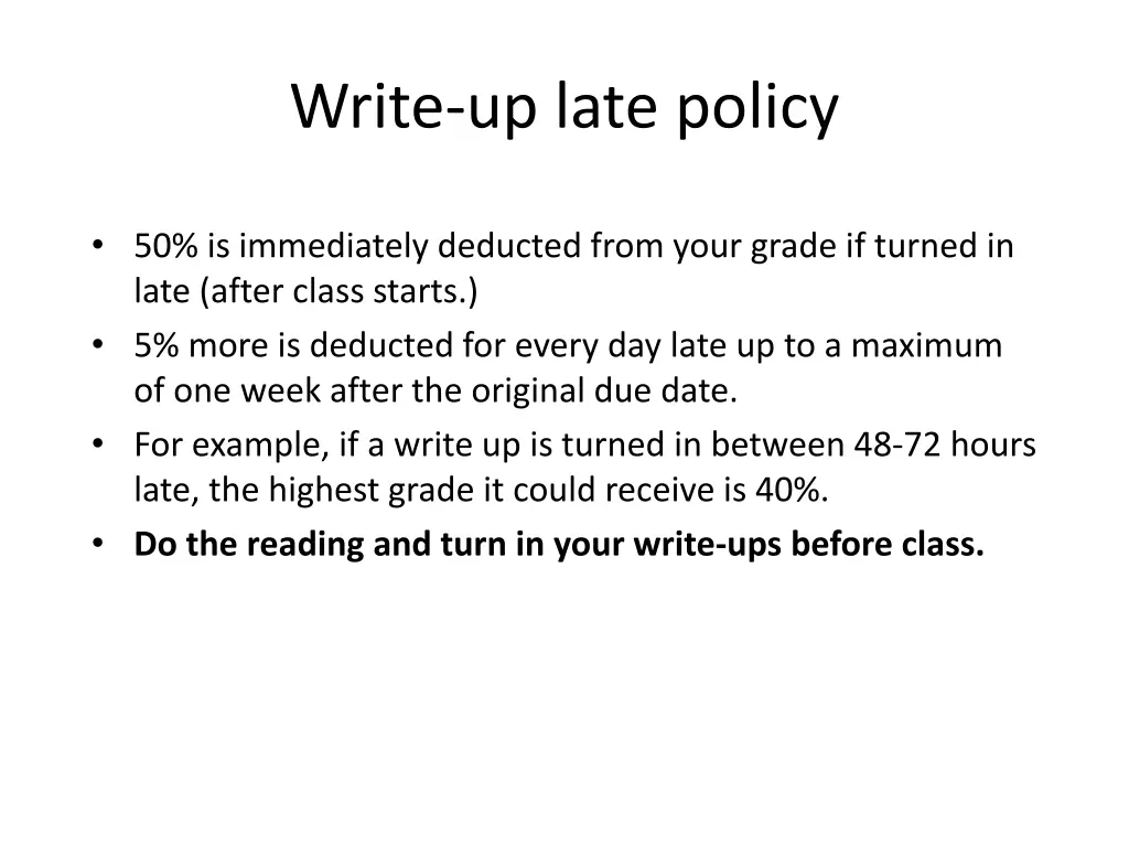write up late policy