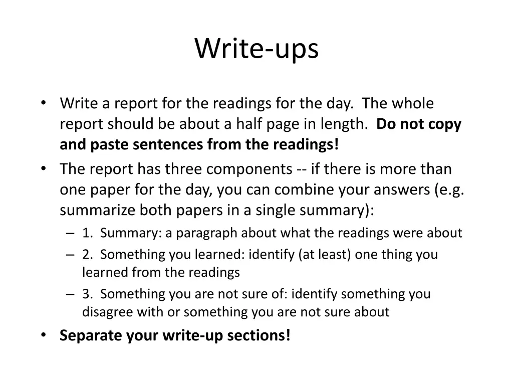 write ups