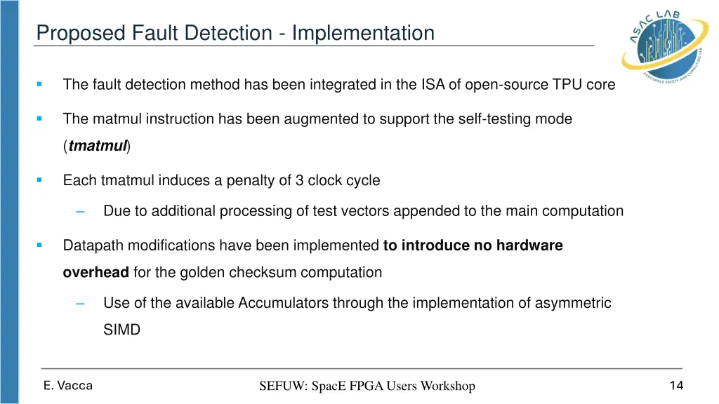 proposed fault detection implementation
