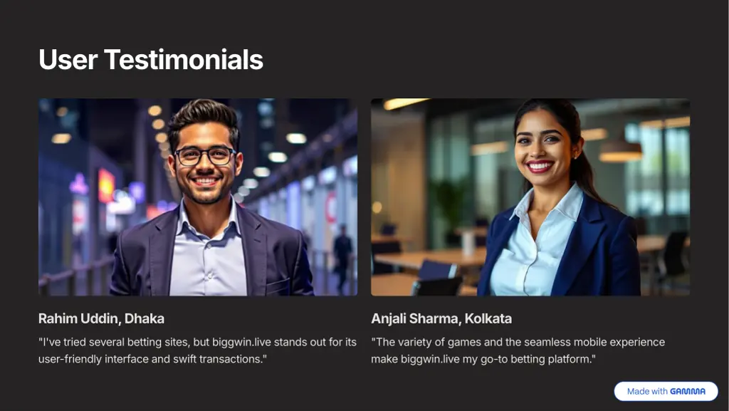 user testimonials