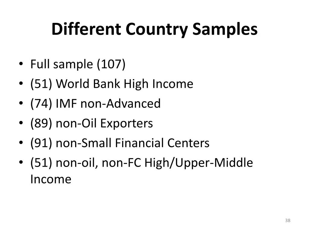 different country samples