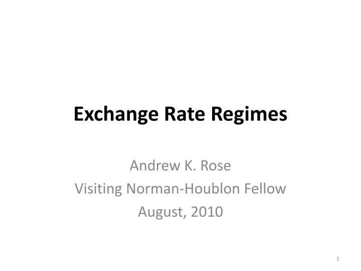 exchange rate regimes