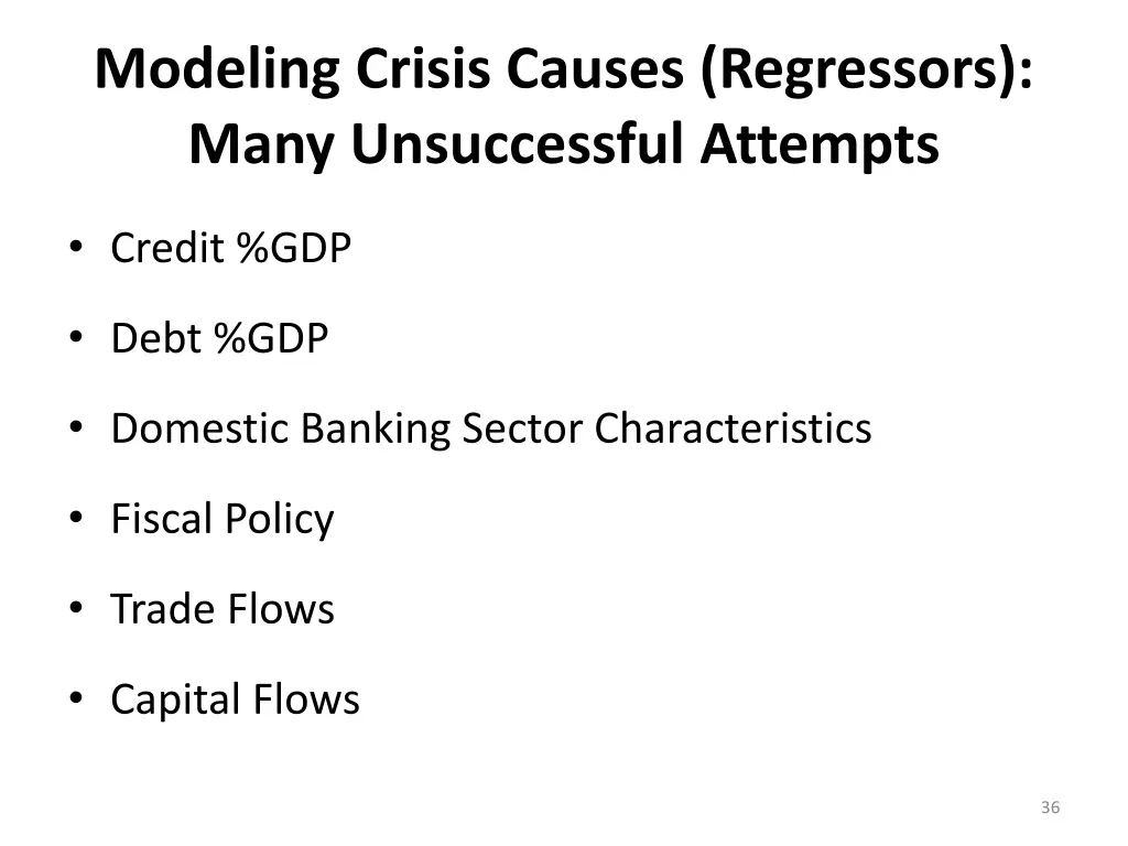 modeling crisis causes regressors many