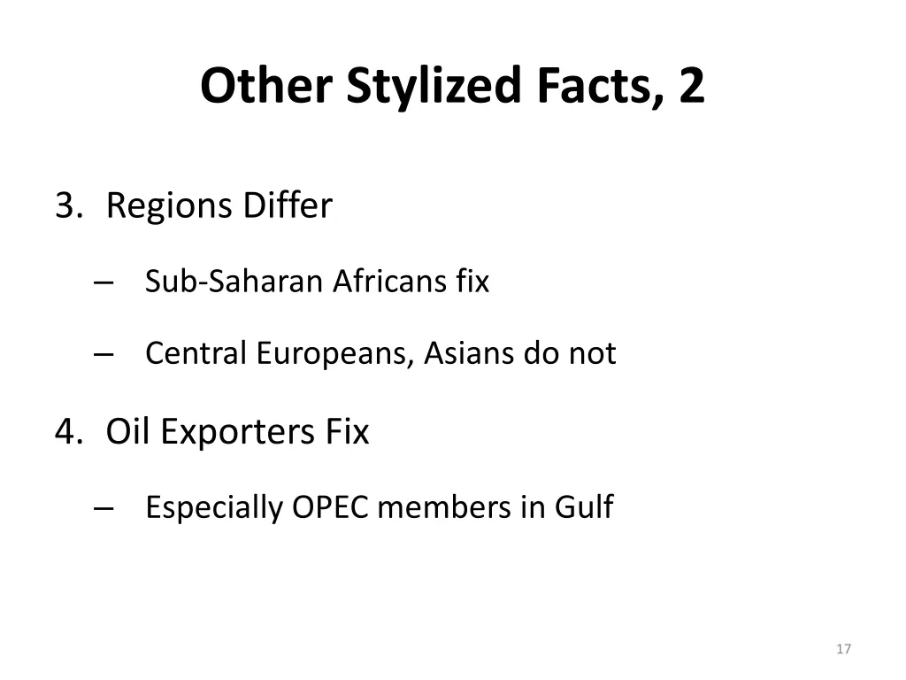 other stylized facts 2