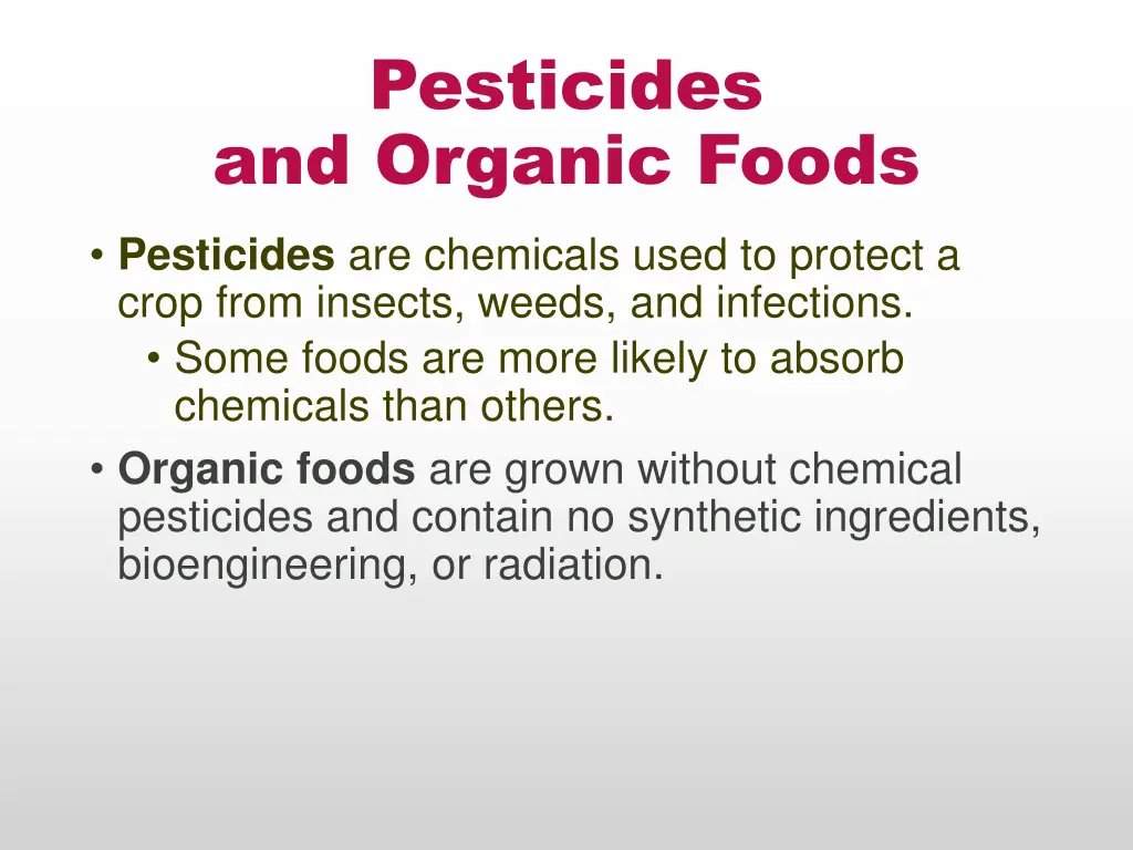 pesticides and organic foods