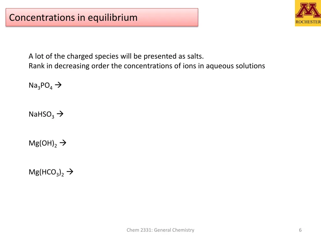 concentrations in equilibrium