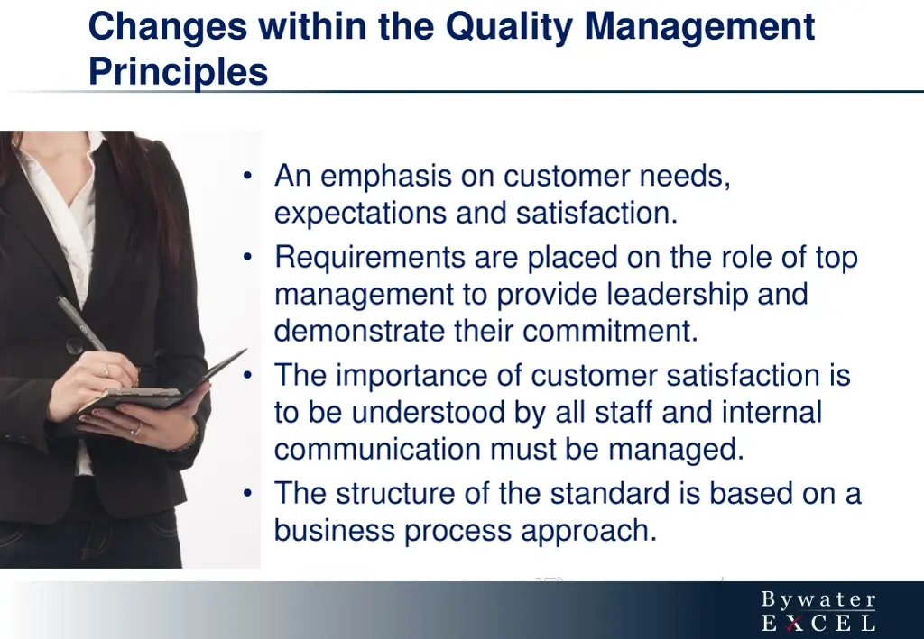 changes within the quality management principles