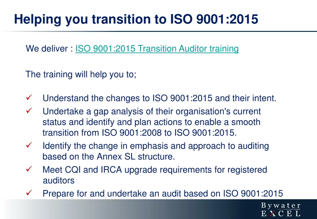 helping you transition to iso 9001 2015