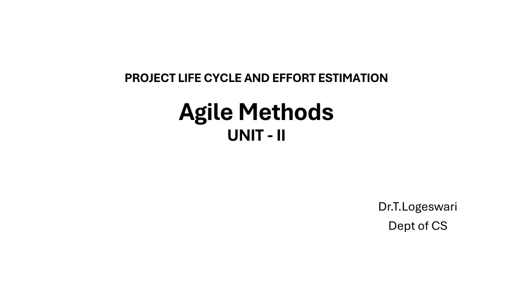 project life cycle and effort estimation agile