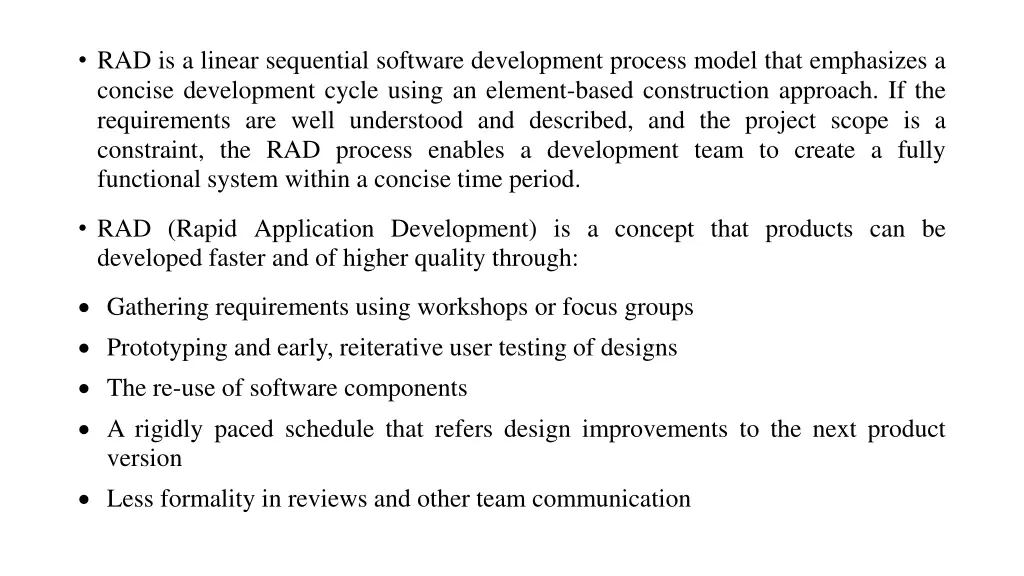 rad is a linear sequential software development