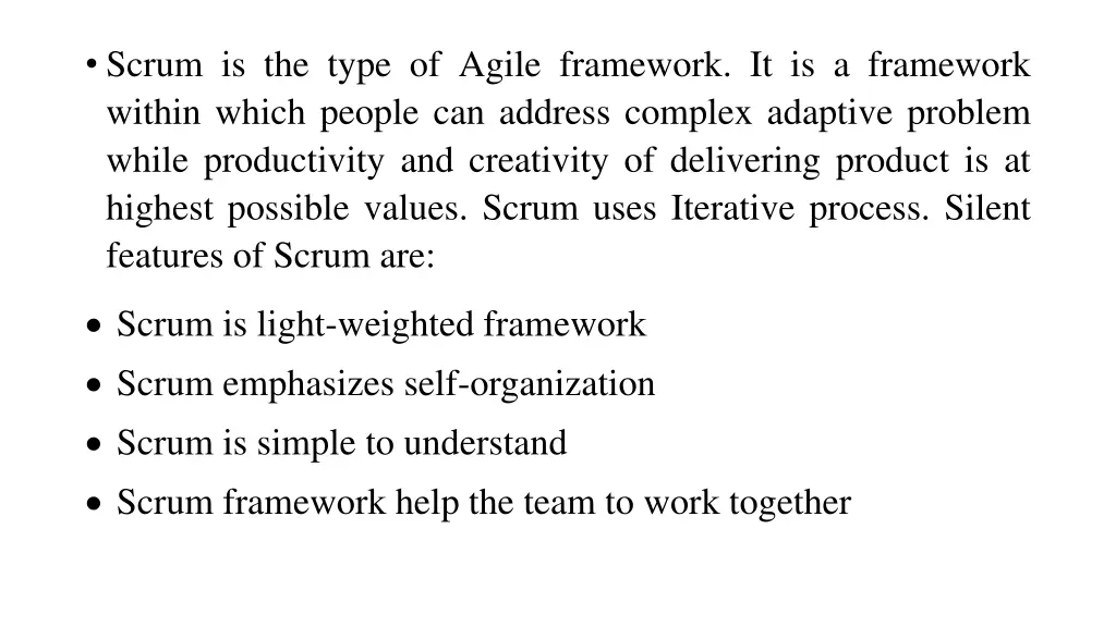 scrum is the type of agile framework