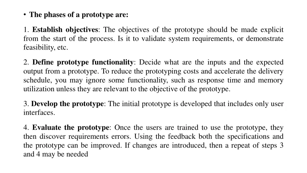 the phases of a prototype are