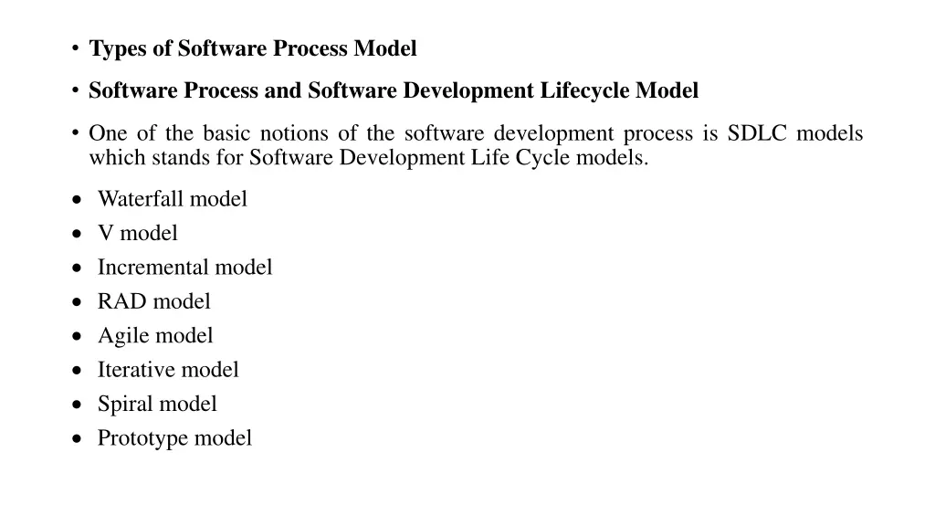types of software process model