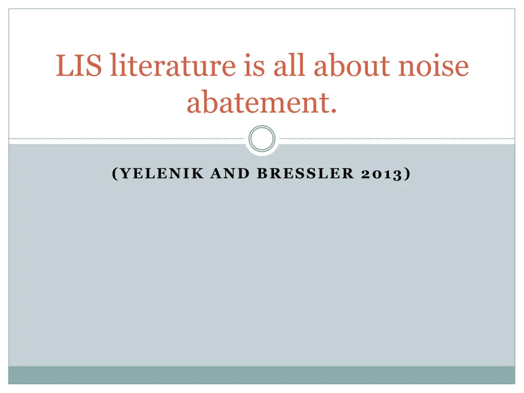 lis literature is all about noise abatement