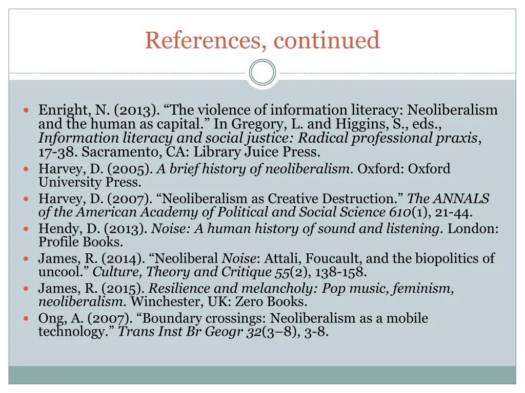 references continued