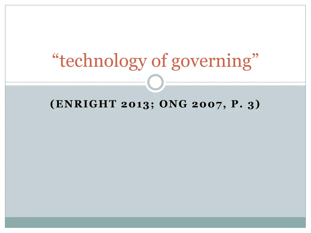 technology of governing