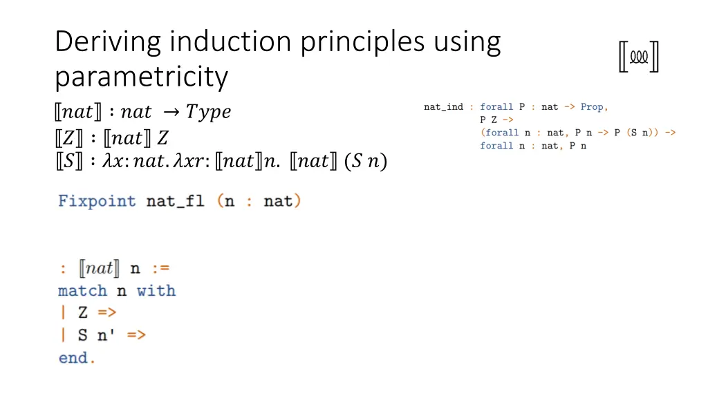 deriving induction principles using parametricity 2