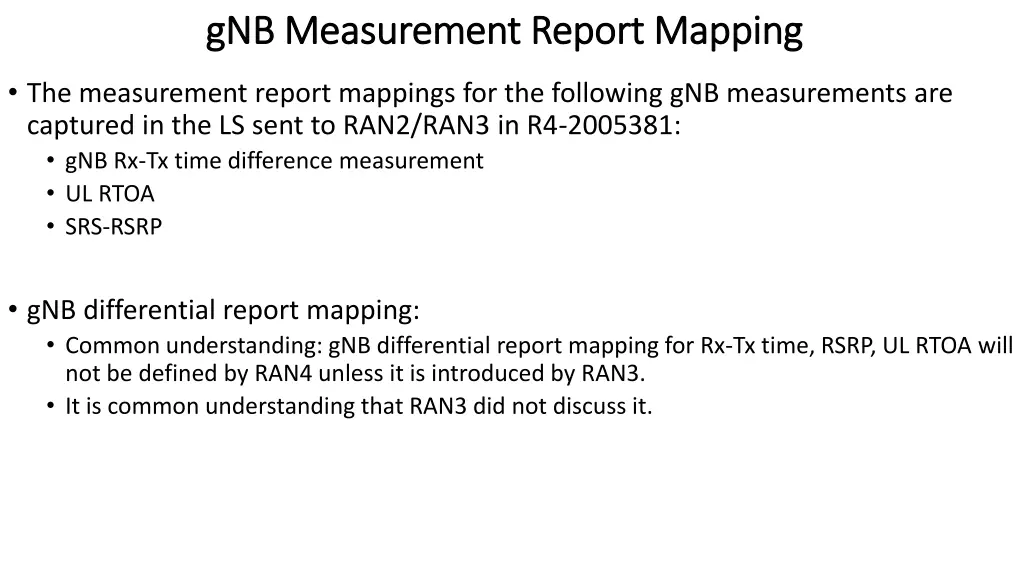 gnb gnb measurement report mapping measurement