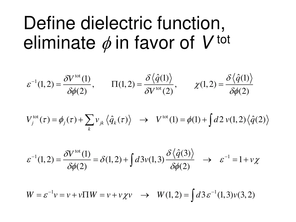 define dielectric function eliminate in favor