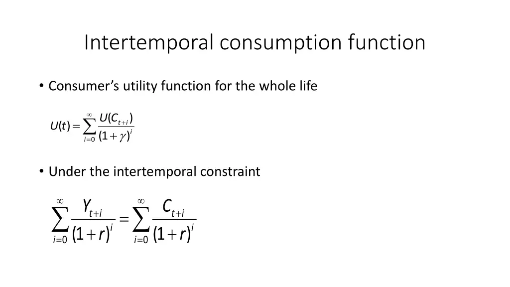 intertemporal consumption function
