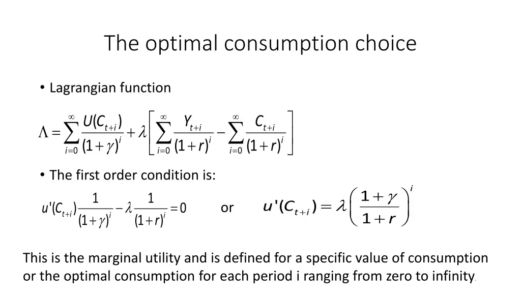 the optimal consumption choice