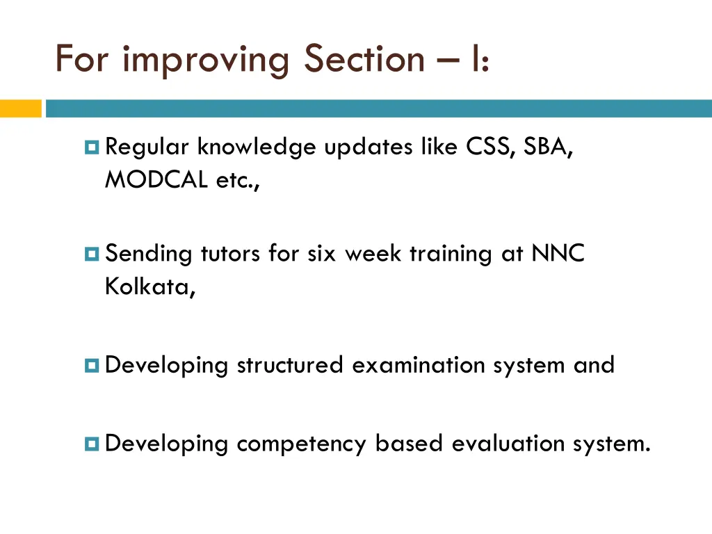 for improving section i