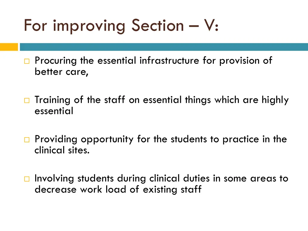 for improving section v