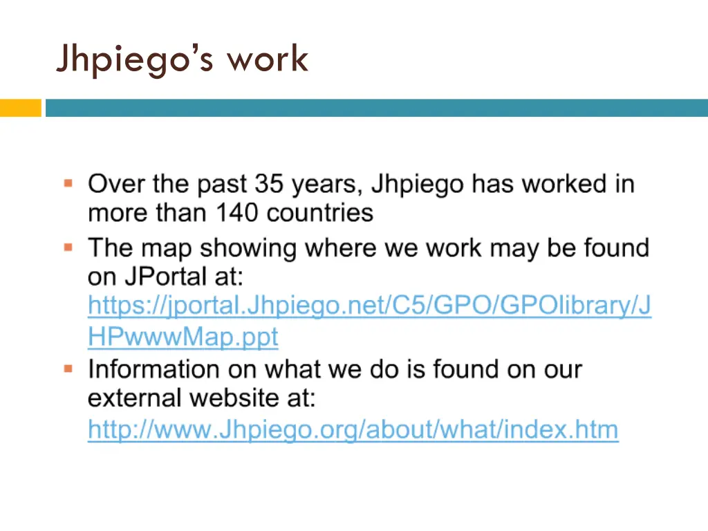 jhpiego s work