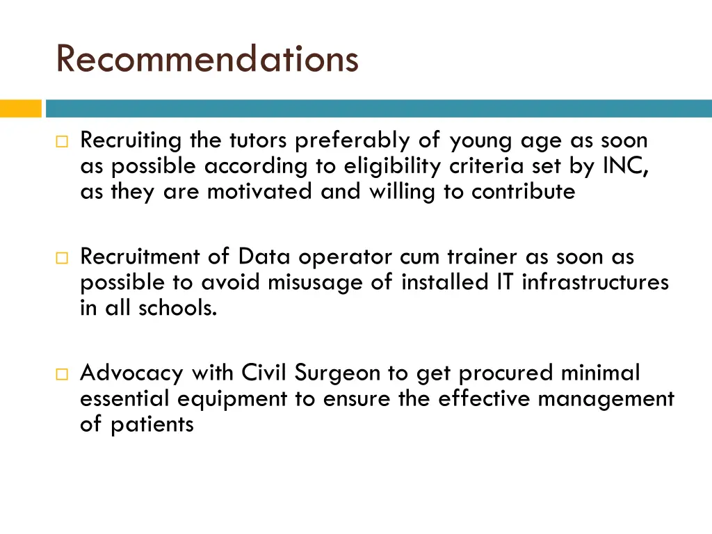 recommendations