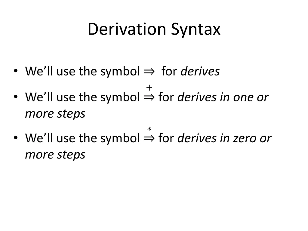 derivation syntax
