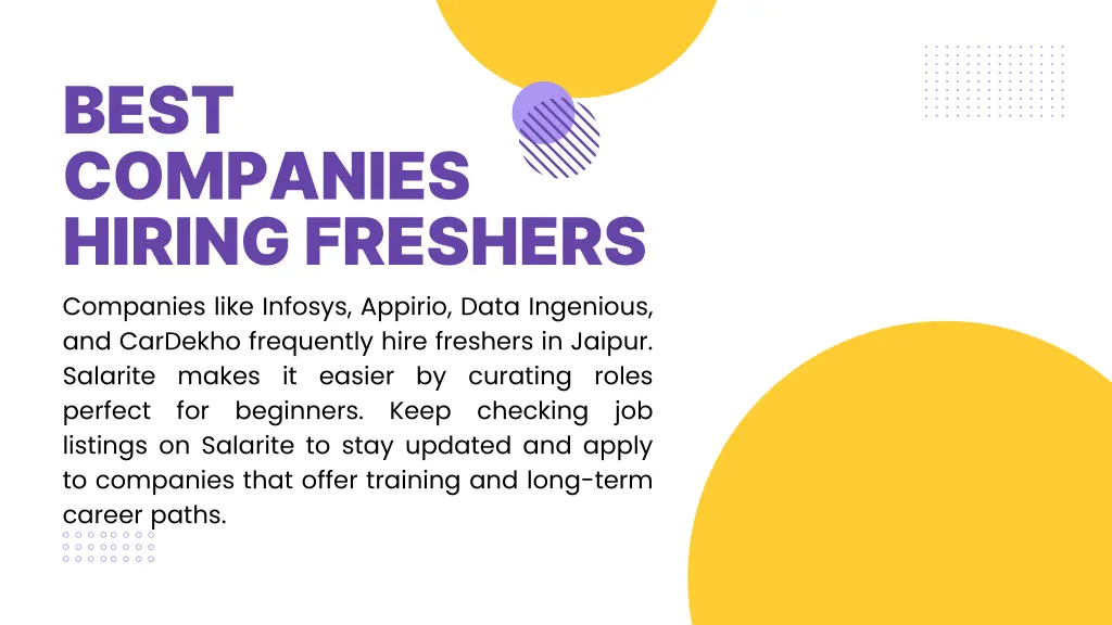 best companies hiring freshers companies like