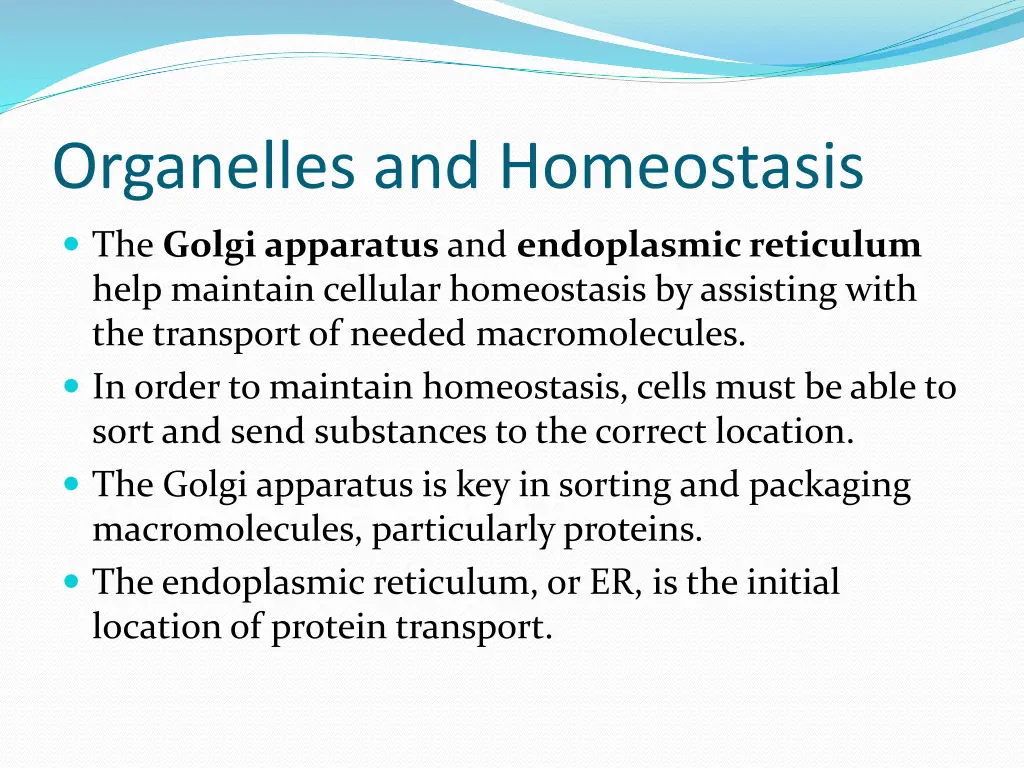organelles and homeostasis