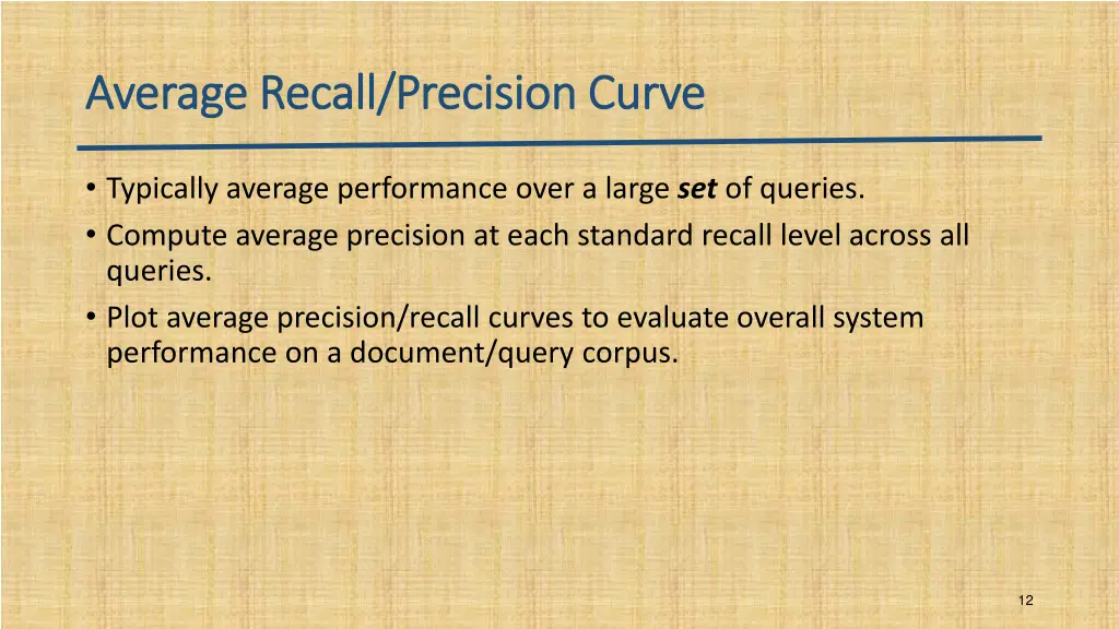 average recall precision curve average recall