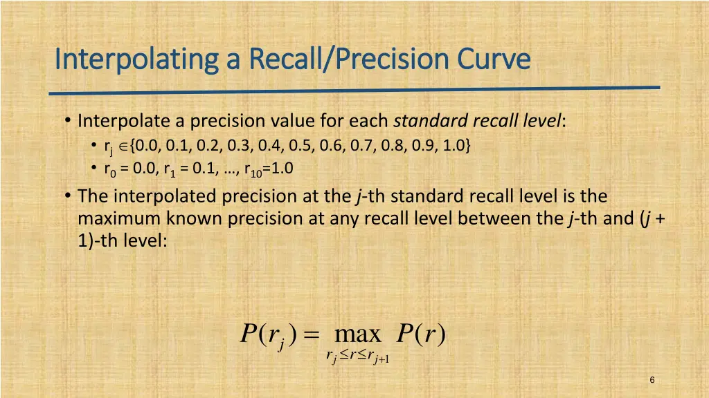 interpolating a recall precision curve