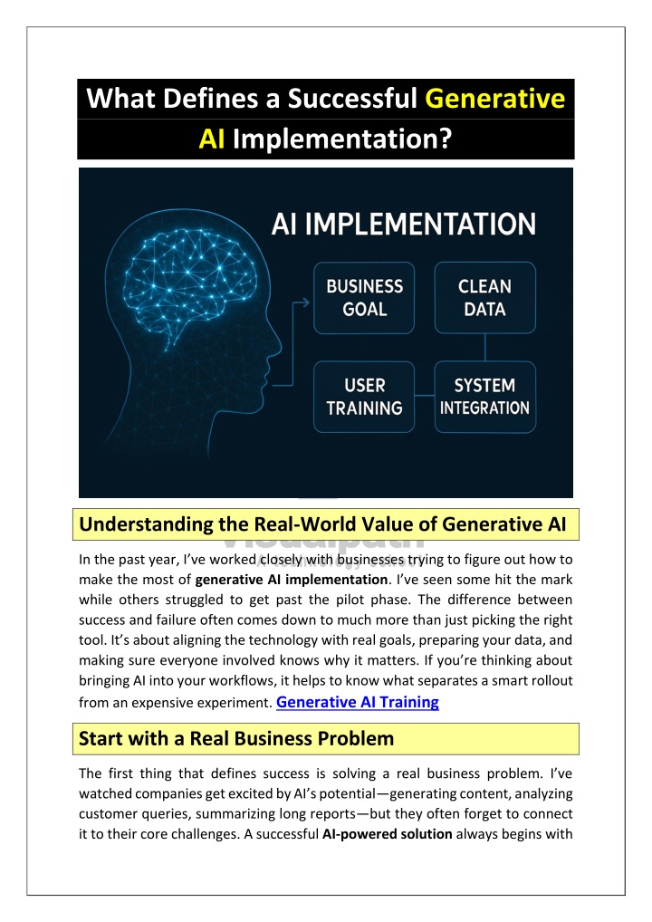 what defines a successful generative