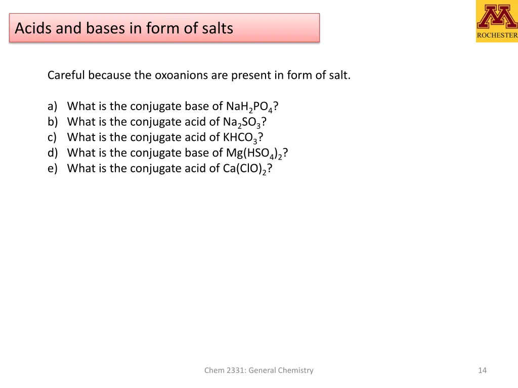 acids and bases in form of salts