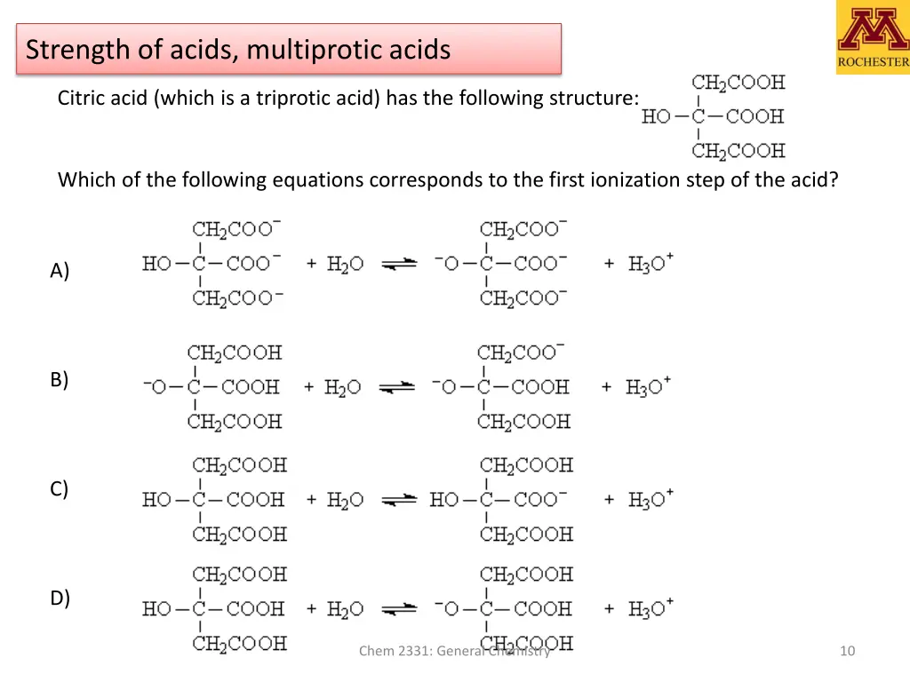 strength of acids multiprotic acids