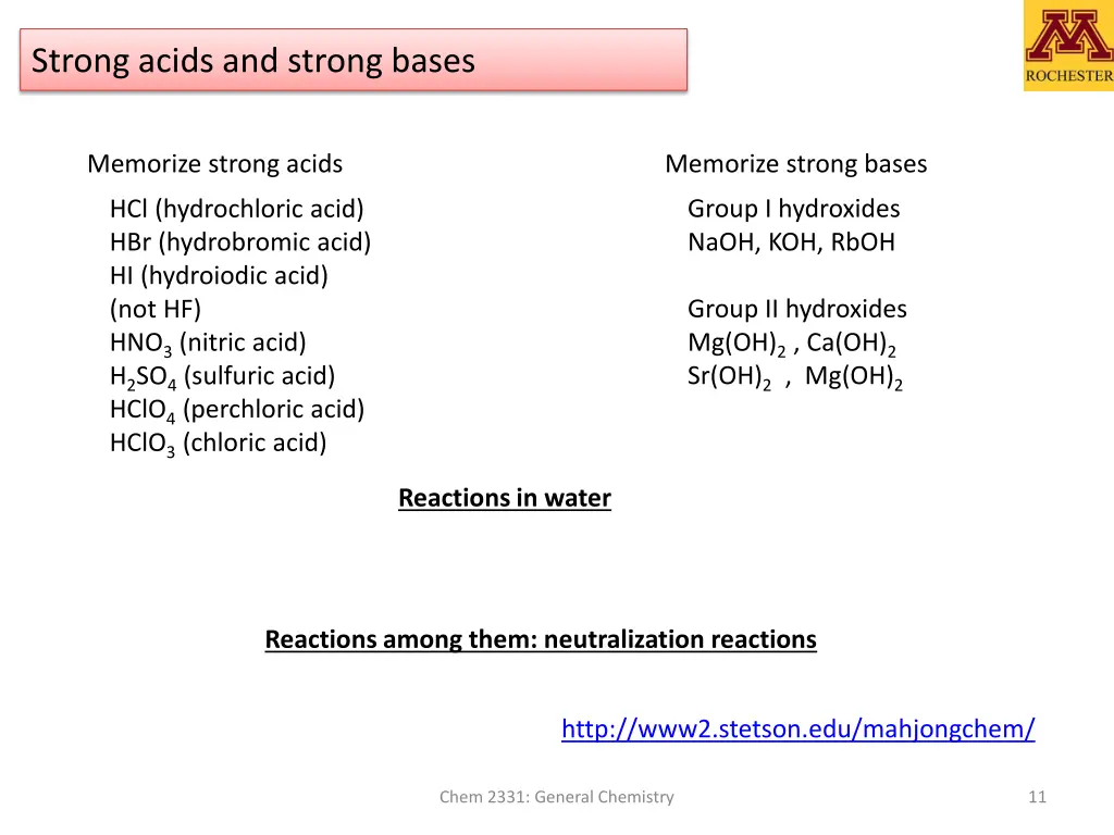 strong acids and strong bases