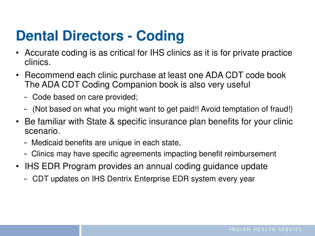 dental directors coding accurate coding
