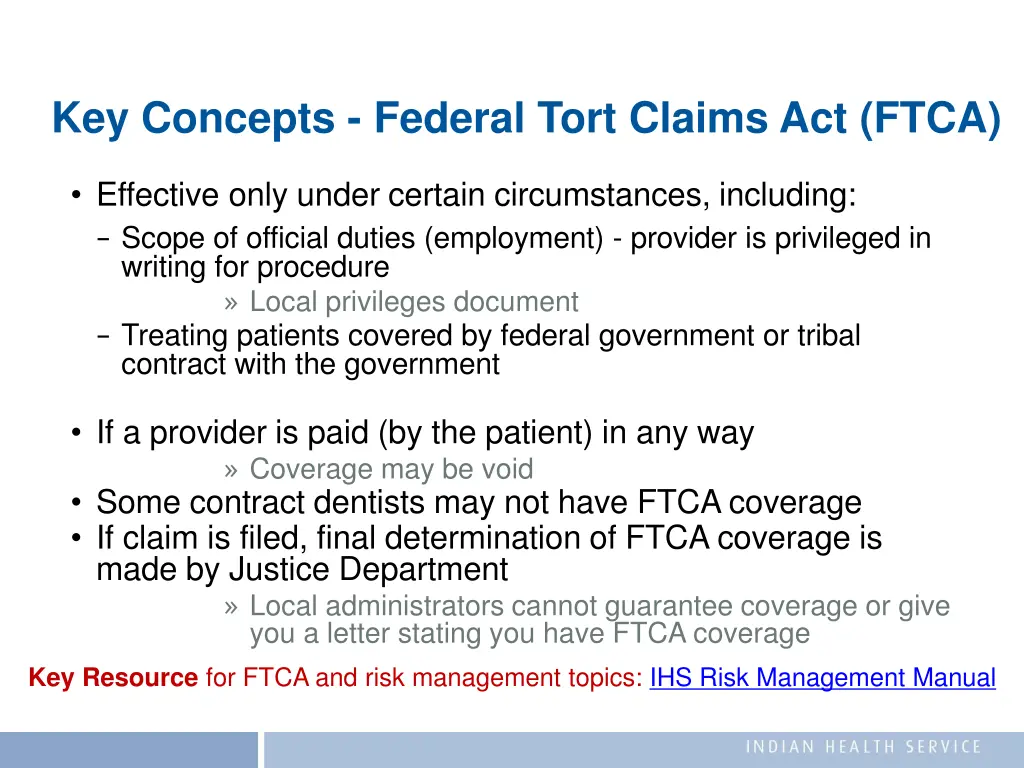 key concepts federal tort claims act ftca