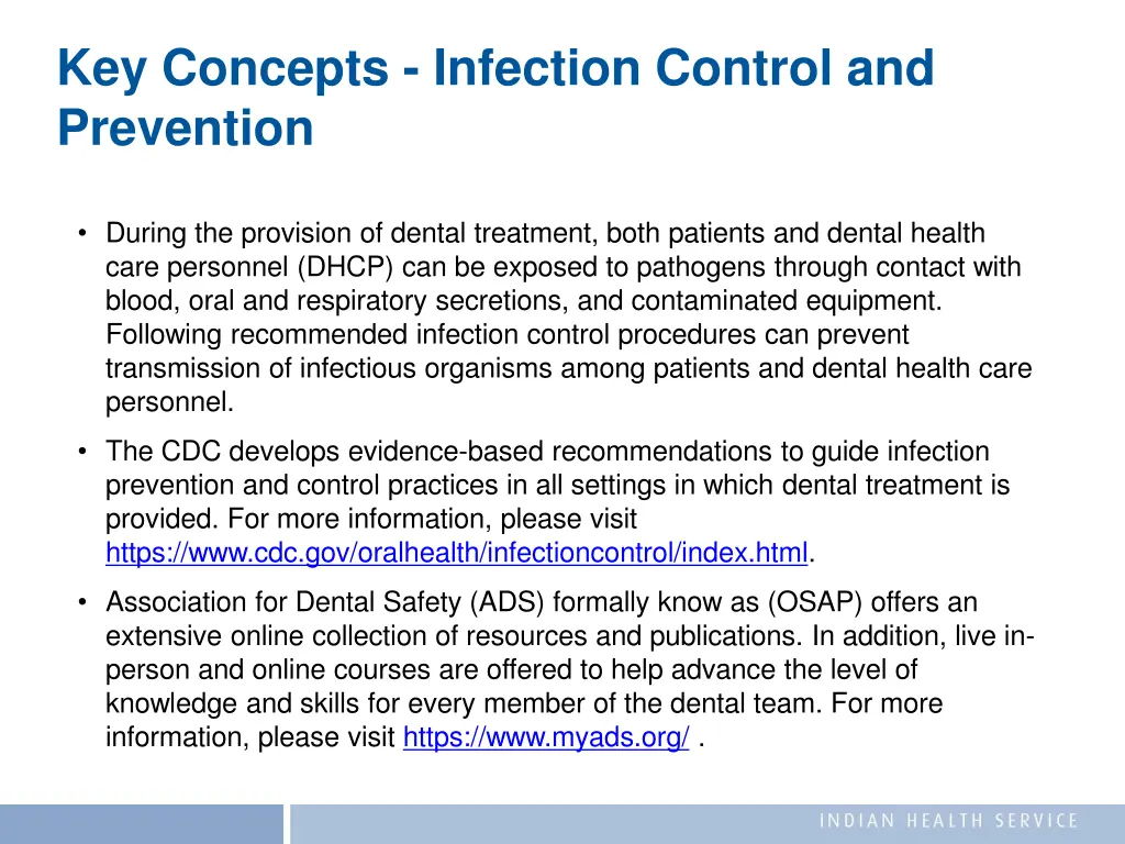 key concepts infection control and prevention