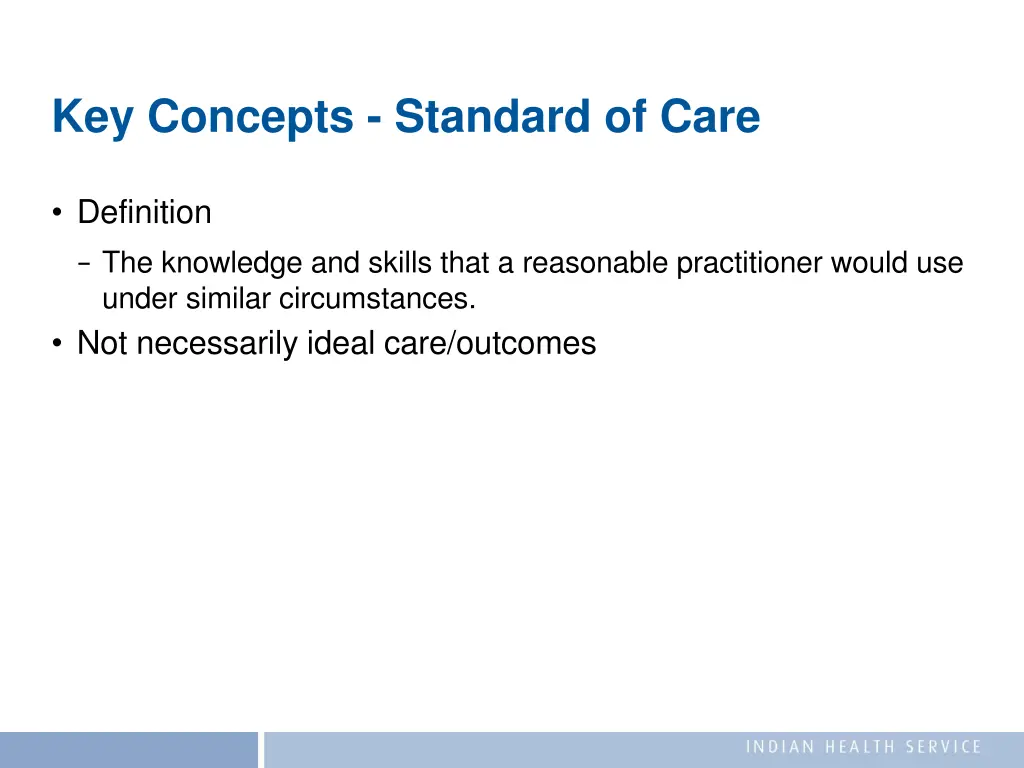 key concepts standard of care