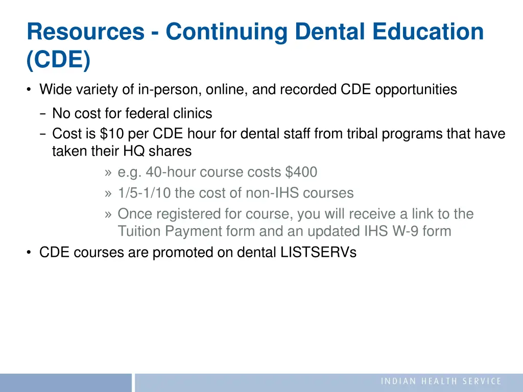 resources continuing dental education cde