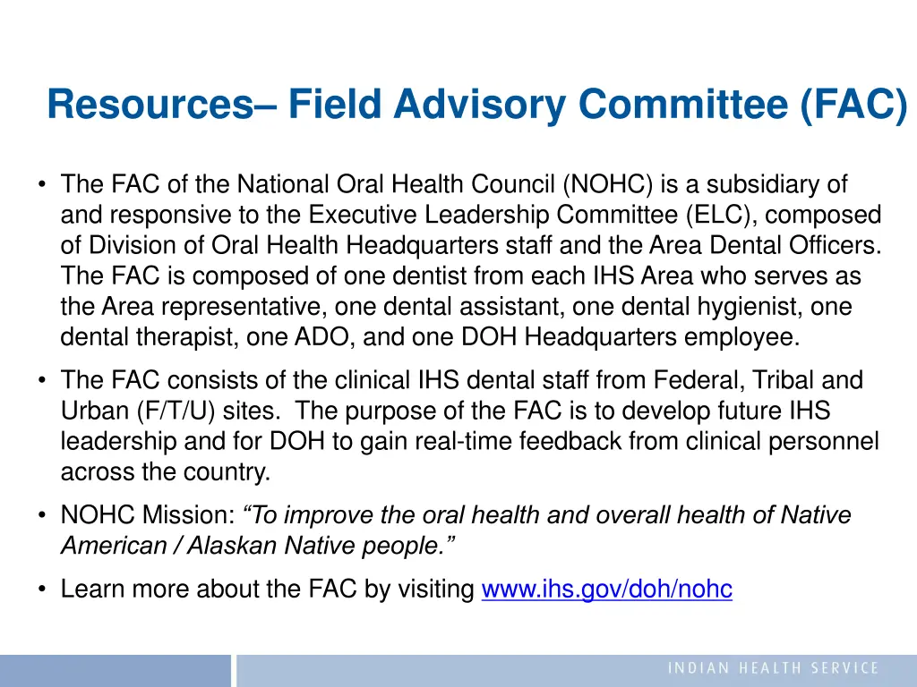 resources field advisory committee fac