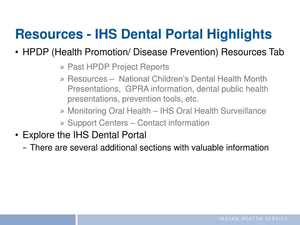 resources ihs dental portal highlights hpdp
