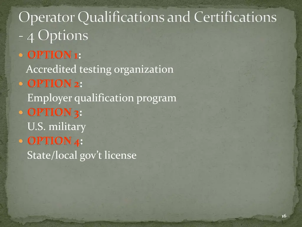 operator qualifications and certifications