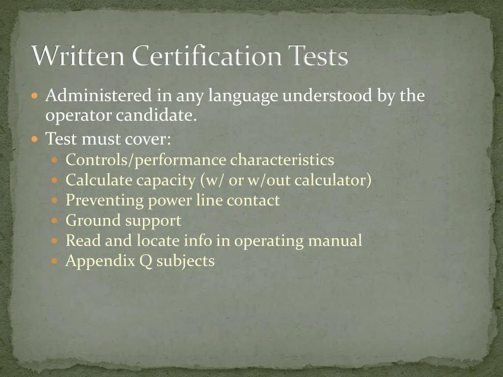 written certification tests
