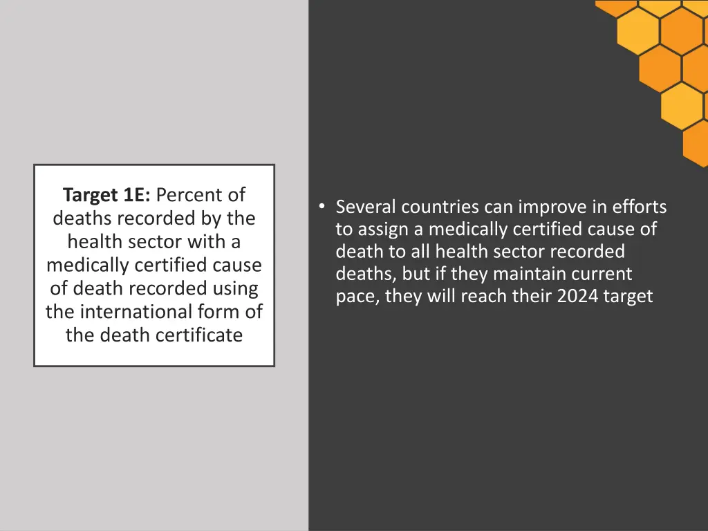 target 1e percent of deaths recorded